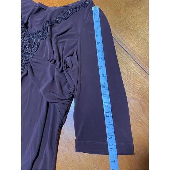 Chocolate, brown, sequin, three-quarter sleeve top - Picture 6 of 8